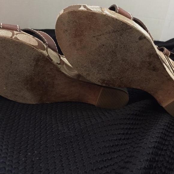 Coach Signature CC Leather Ankle Strap Wedges 5.5 - Picture 5 of 8